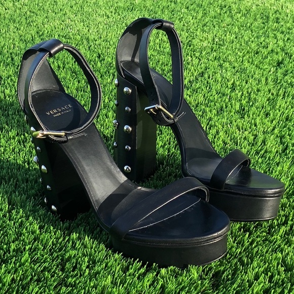 Versace Leather Double Platform Sandals - Picture 2 of 5